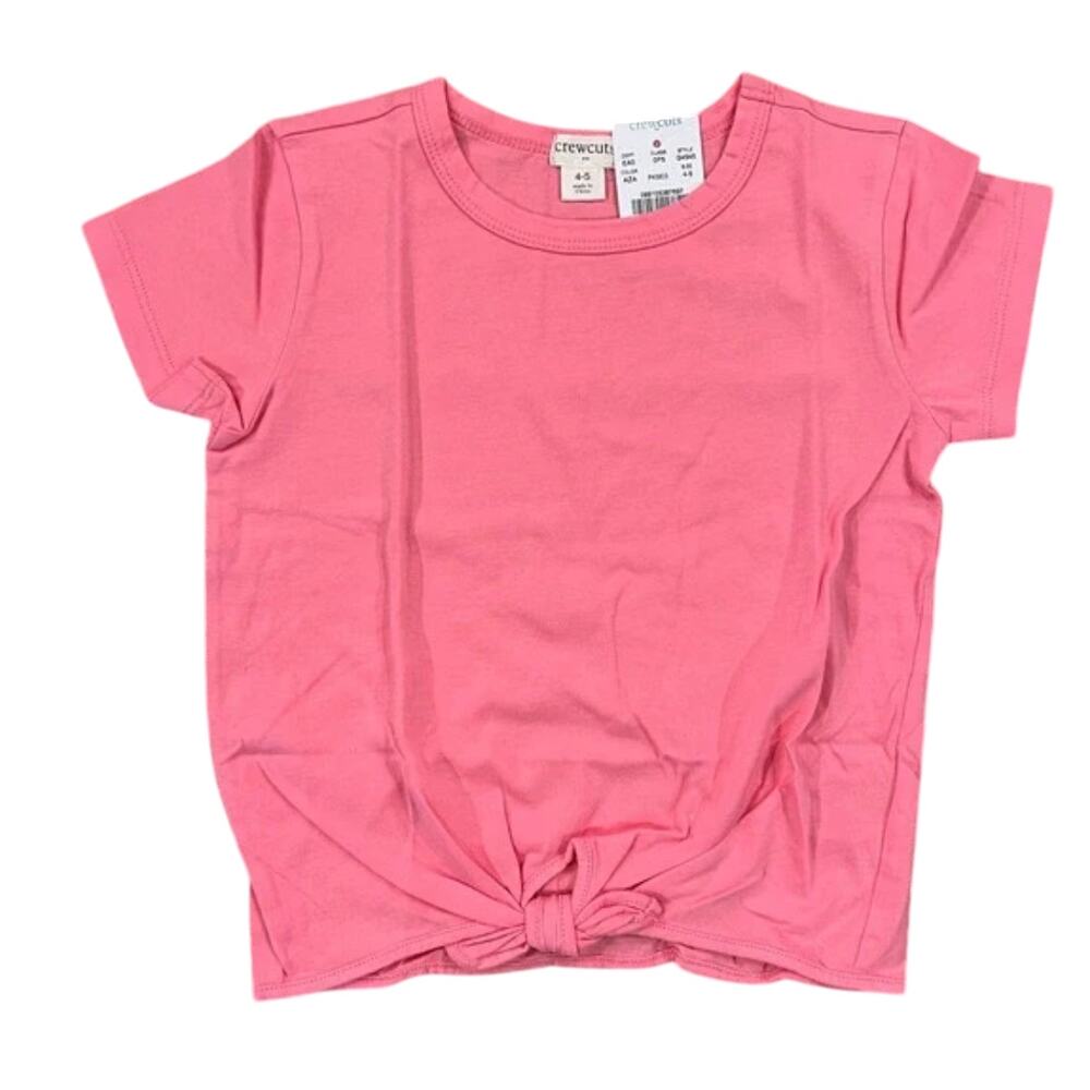 NWT J. Crew Girls' Pink Tie-Front Crewneck Cotton Tee